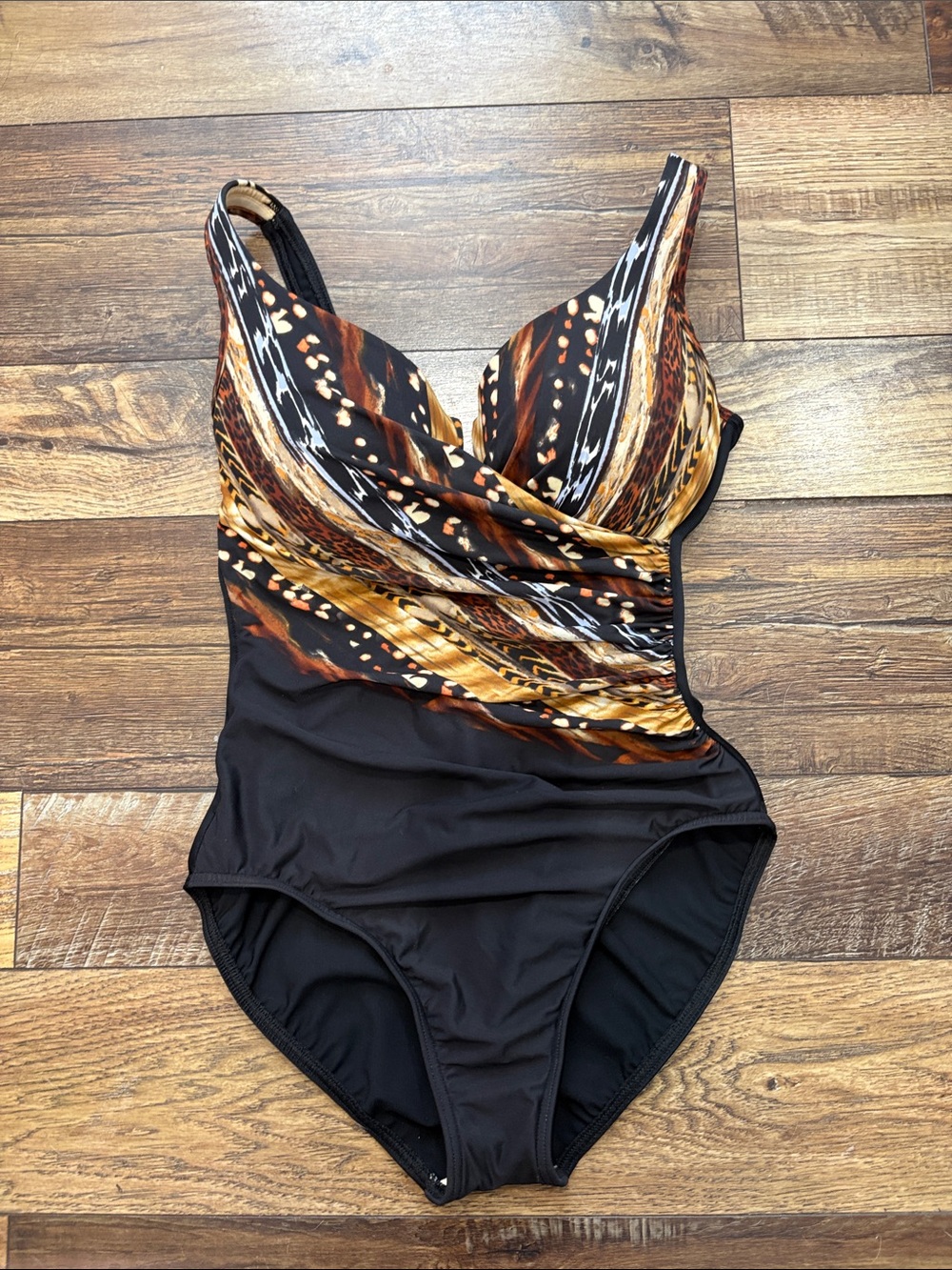 Miraclesuit Escape Brown and Black Swimsuit Size 12